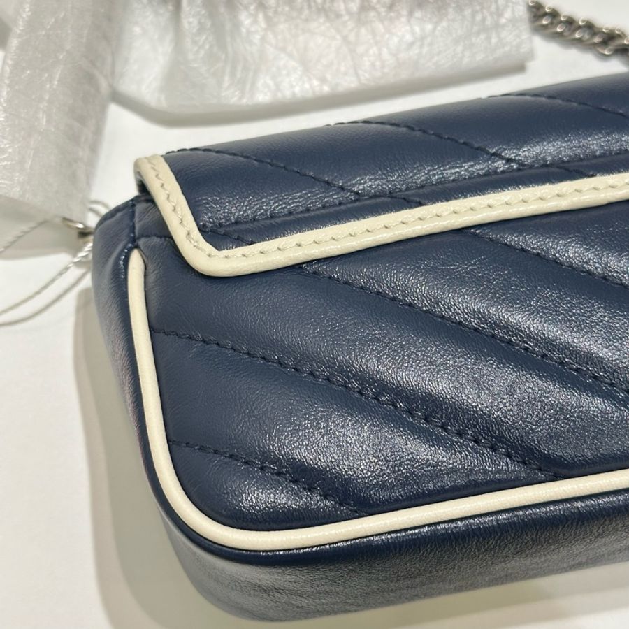TW4761 Gucci 古馳 迷你經典款 藍色拼白色 GG Marmont Crossbody Bag Blue/White x PHW-23