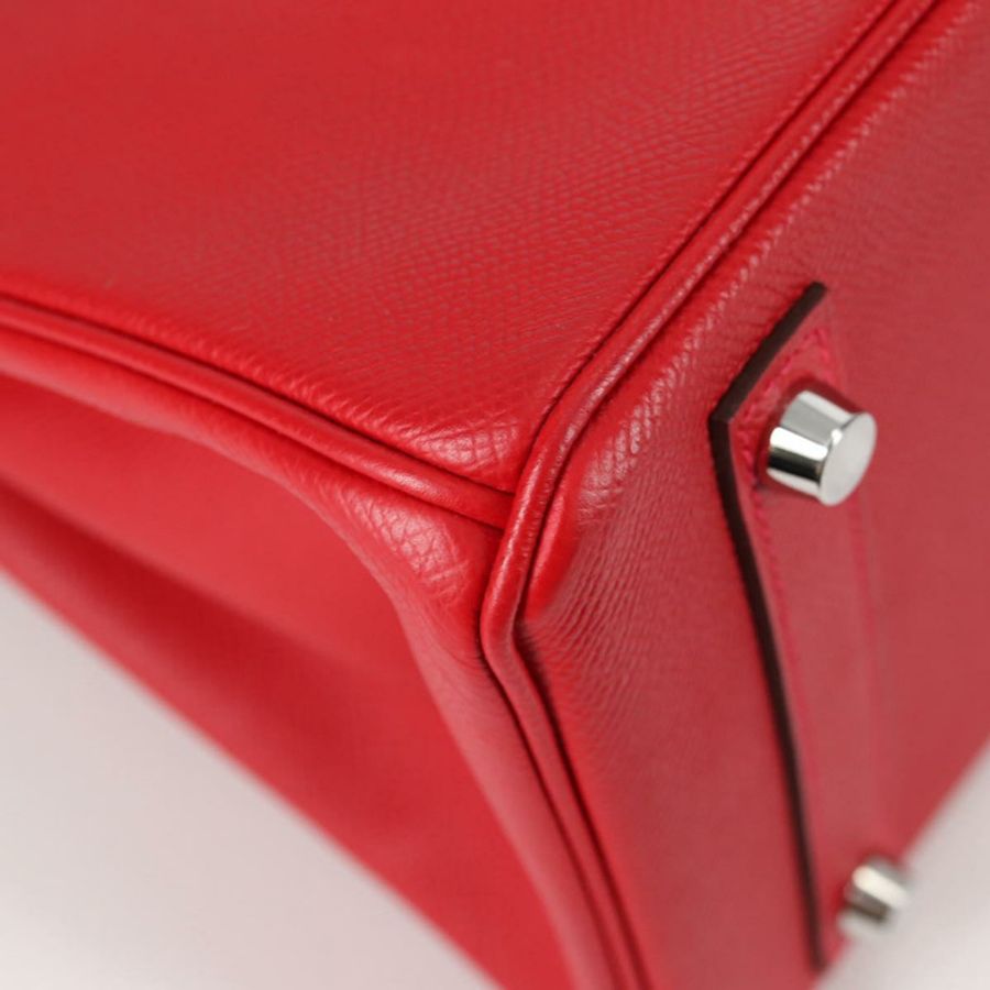 【日本直送】愛馬仕 Birkin 30 手提包,紅色銀色皮革,正品,貨號 134875SM-15