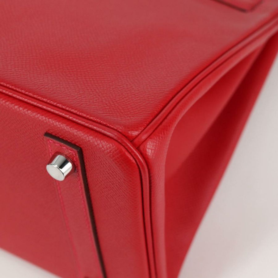 【日本直送】愛馬仕 Birkin 30 手提包,紅色銀色皮革,正品,貨號 134875SM-16
