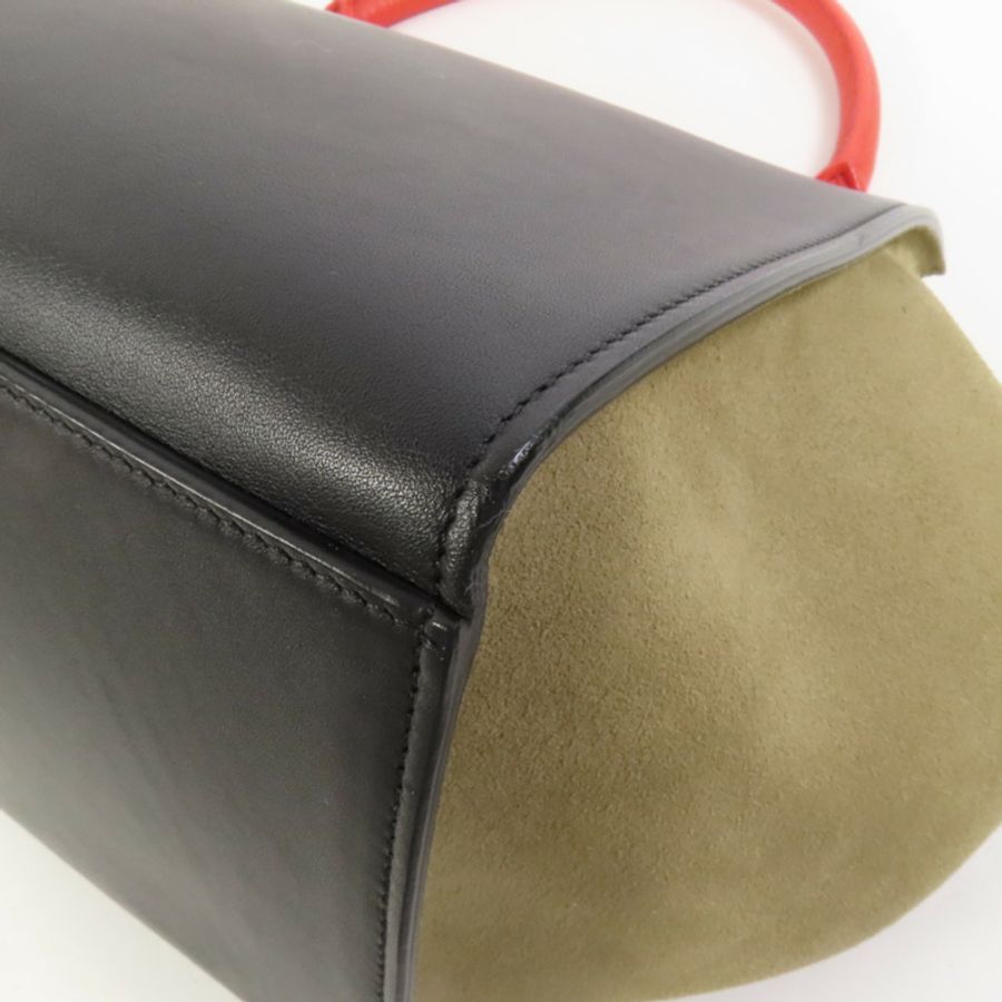 CELINE 牛皮皮革/麂皮皮革Trapeze金扣手挽肩背兩用袋-10