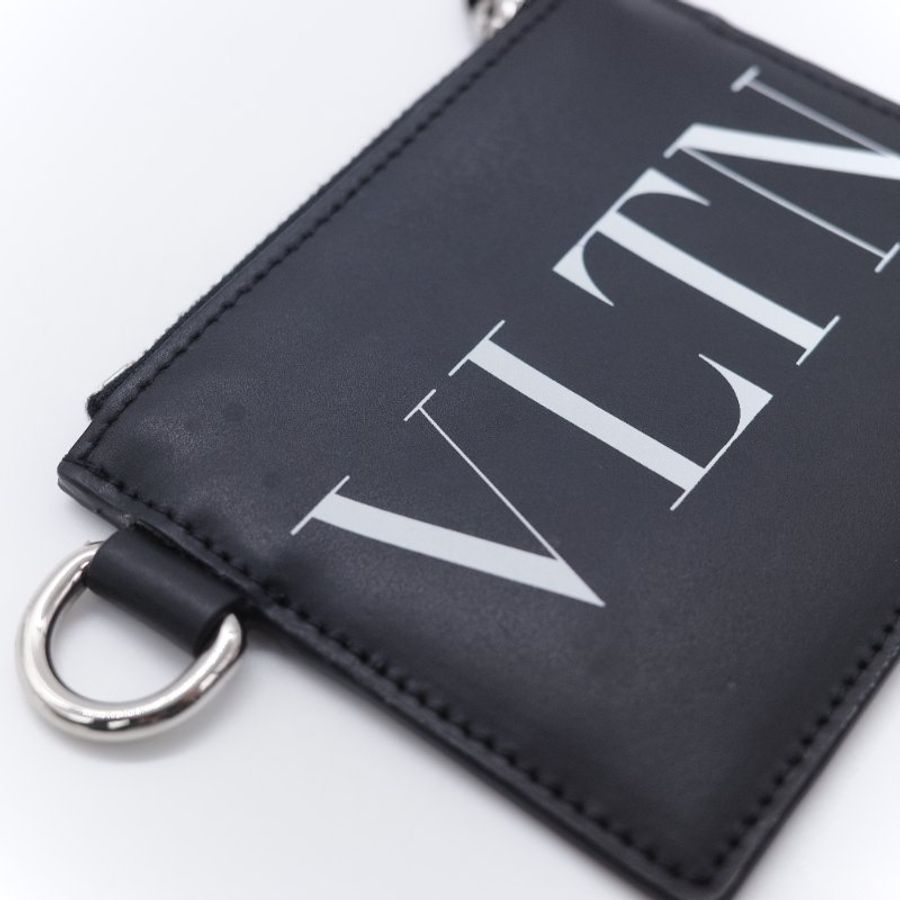 Valentino 華倫天奴 VLTN 黑色 牛皮 拉鍊卡片 零錢包-3