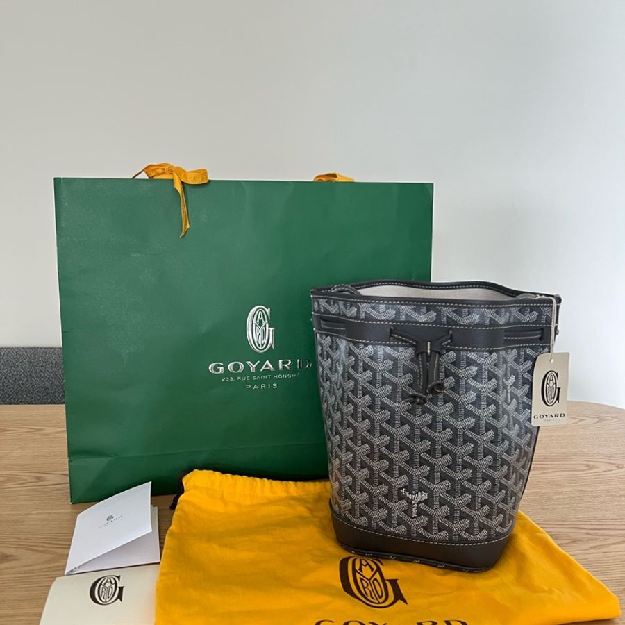 ⭐️全套齊⭐️有單⭐️Goyard Bag Petit Flot Bucket Bag 灰色水桶袋-4