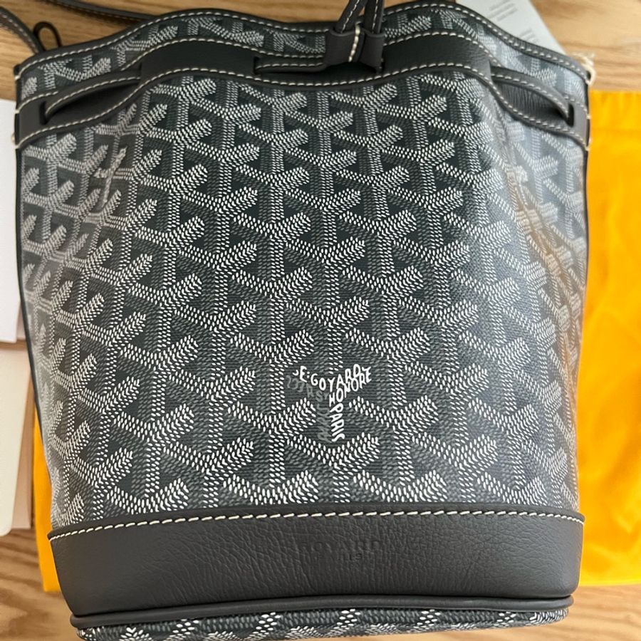 ⭐️全套齊⭐️有單⭐️Goyard Bag Petit Flot Bucket Bag 灰色水桶袋-6