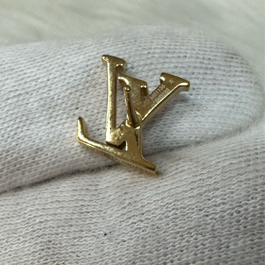 LV M01136 粉金琺瑯LOGO耳環-19