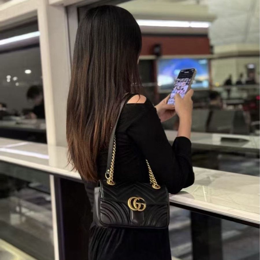 Gucci古馳marmont22黑金小號馬蒙-5