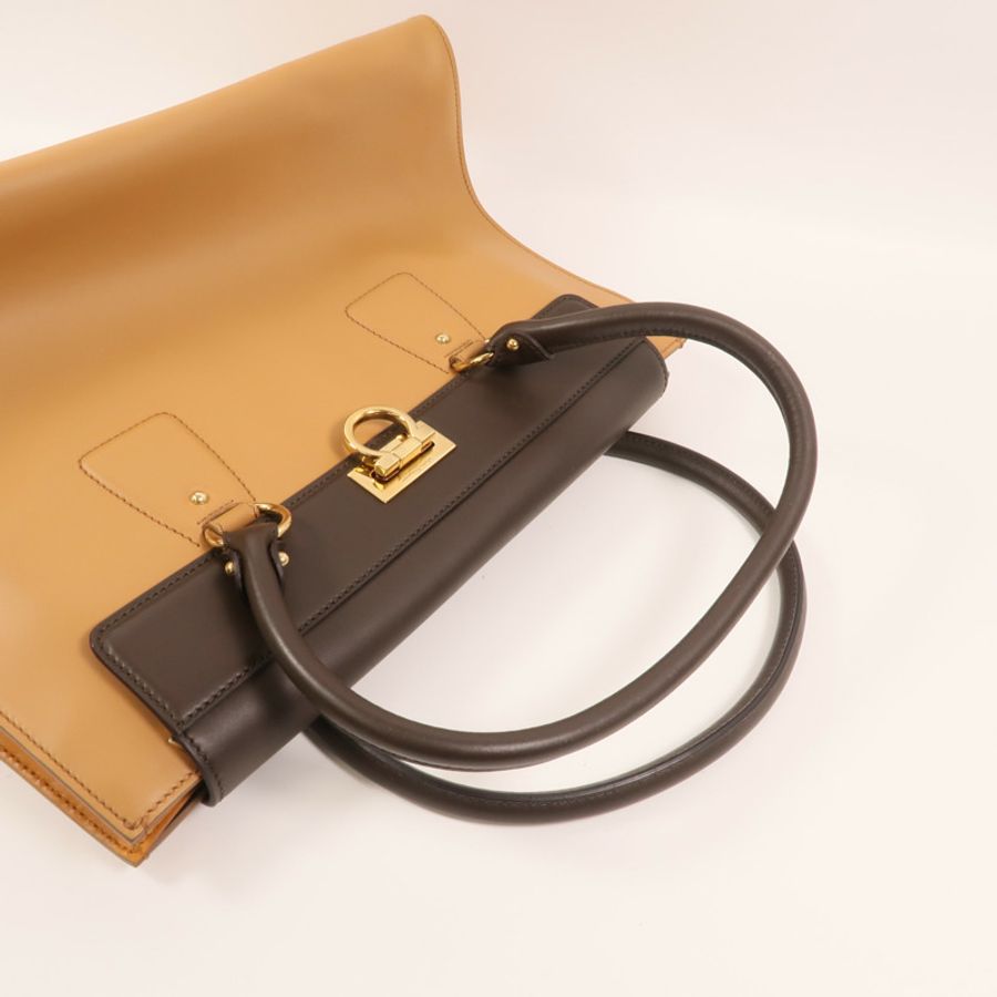 Salvatore Ferragamo 牛皮皮革Gancini Bag金扣手挽袋-7