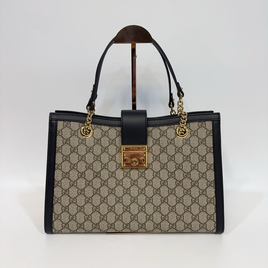 Gucci原花拼黑邊padlock gg 中型肩背包-1