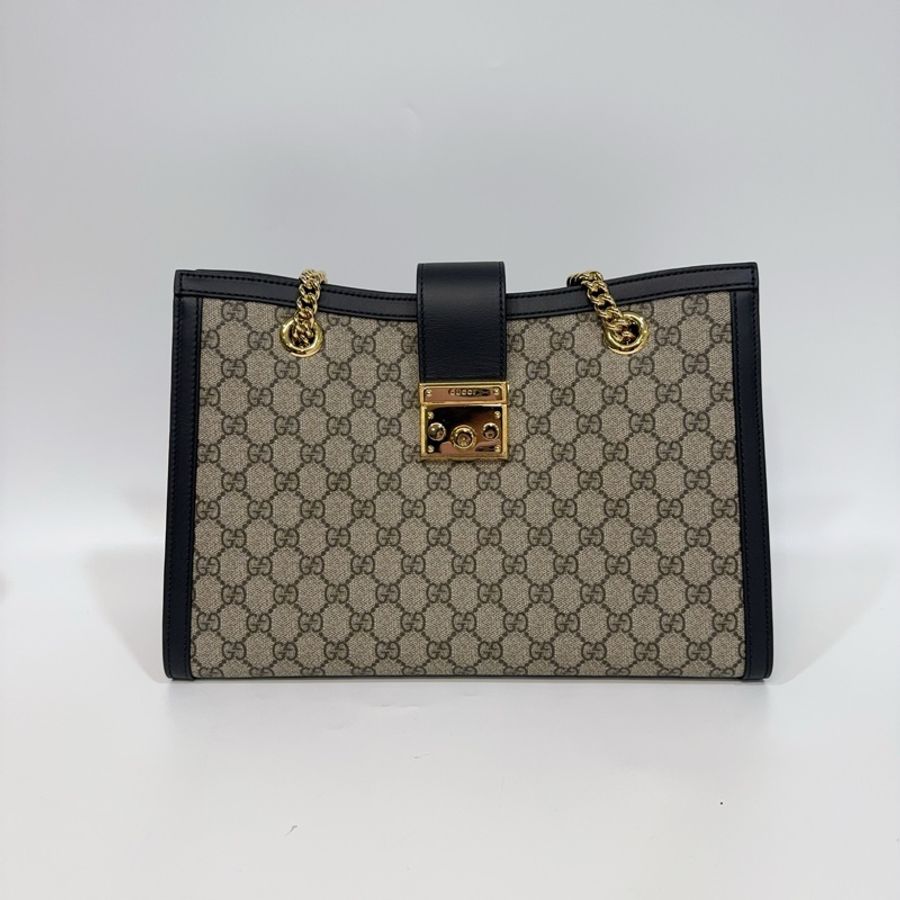 Gucci原花拼黑邊padlock gg 中型肩背包-2