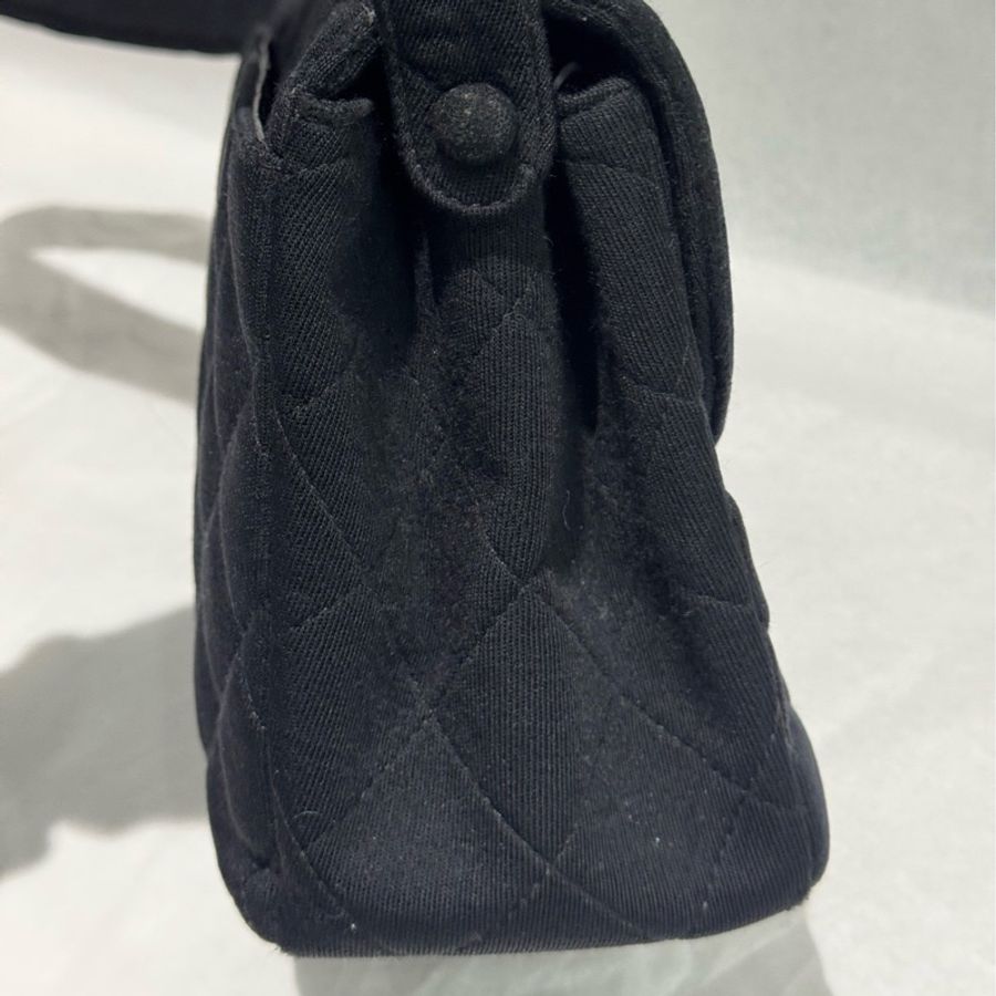 Chanel 97A 稀有 黑銀中古布面kelly 4開 約23cm 配件：身份卡-7