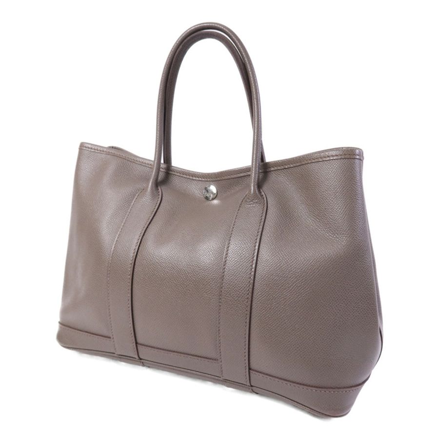 HERMES 【Hermes Fair】Epsom皮革Garden Party TPM銀扣手挽Etoupe袋-2