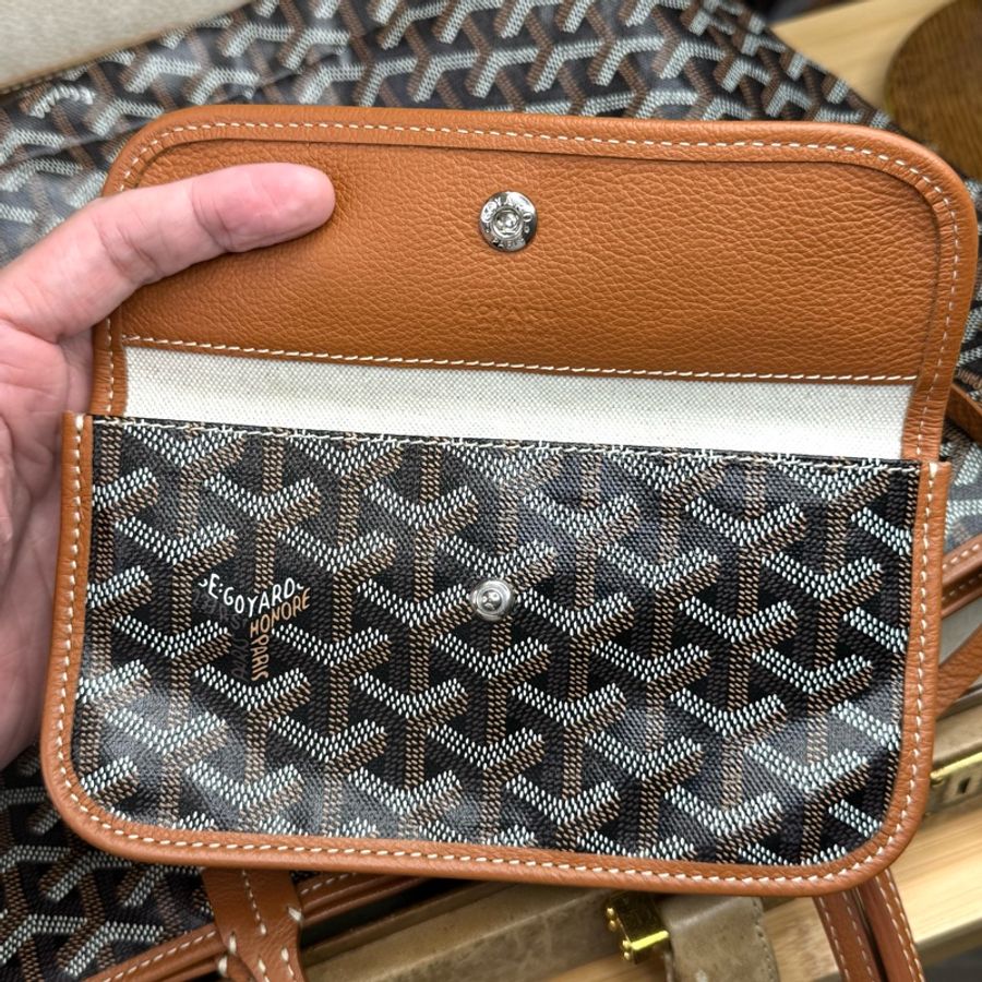 GOYARD 咖啡色經典花紋托特包/子包-24