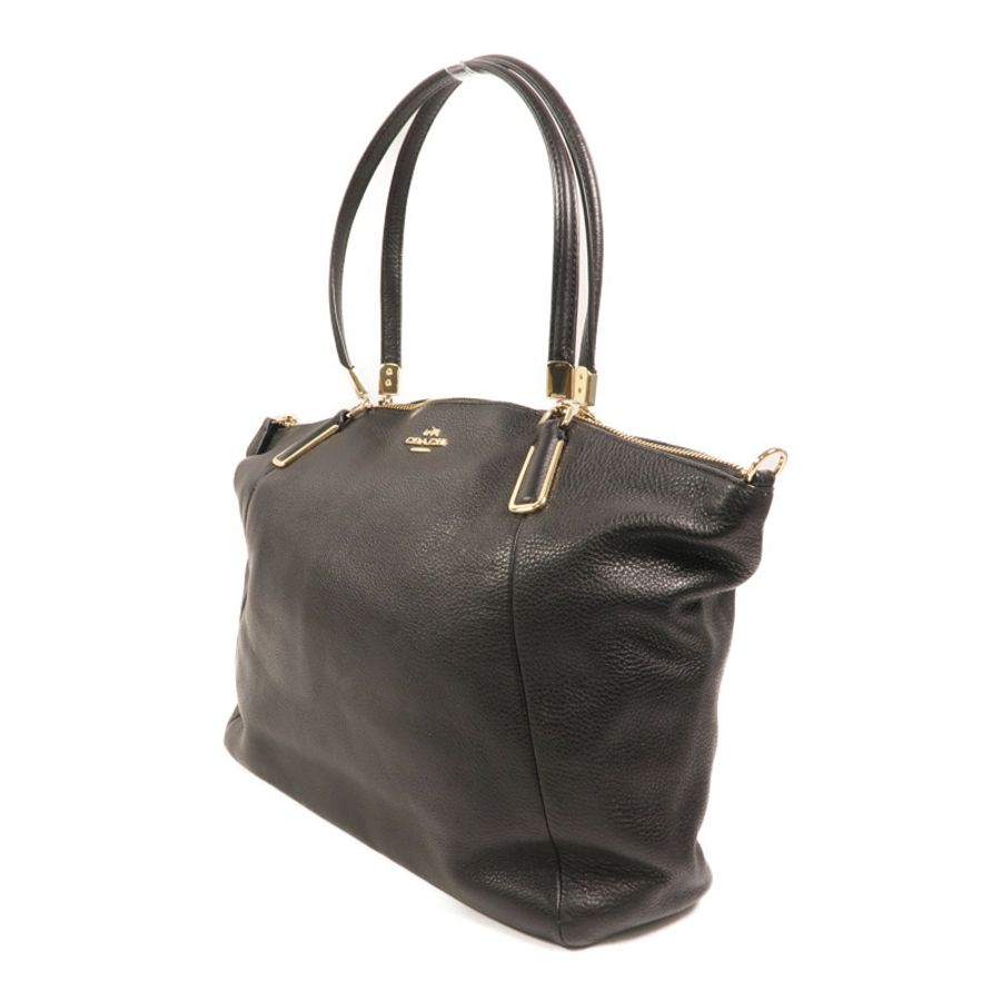 COACH 牛皮皮革Shoulder Bag金扣手挽肩背兩用袋-2