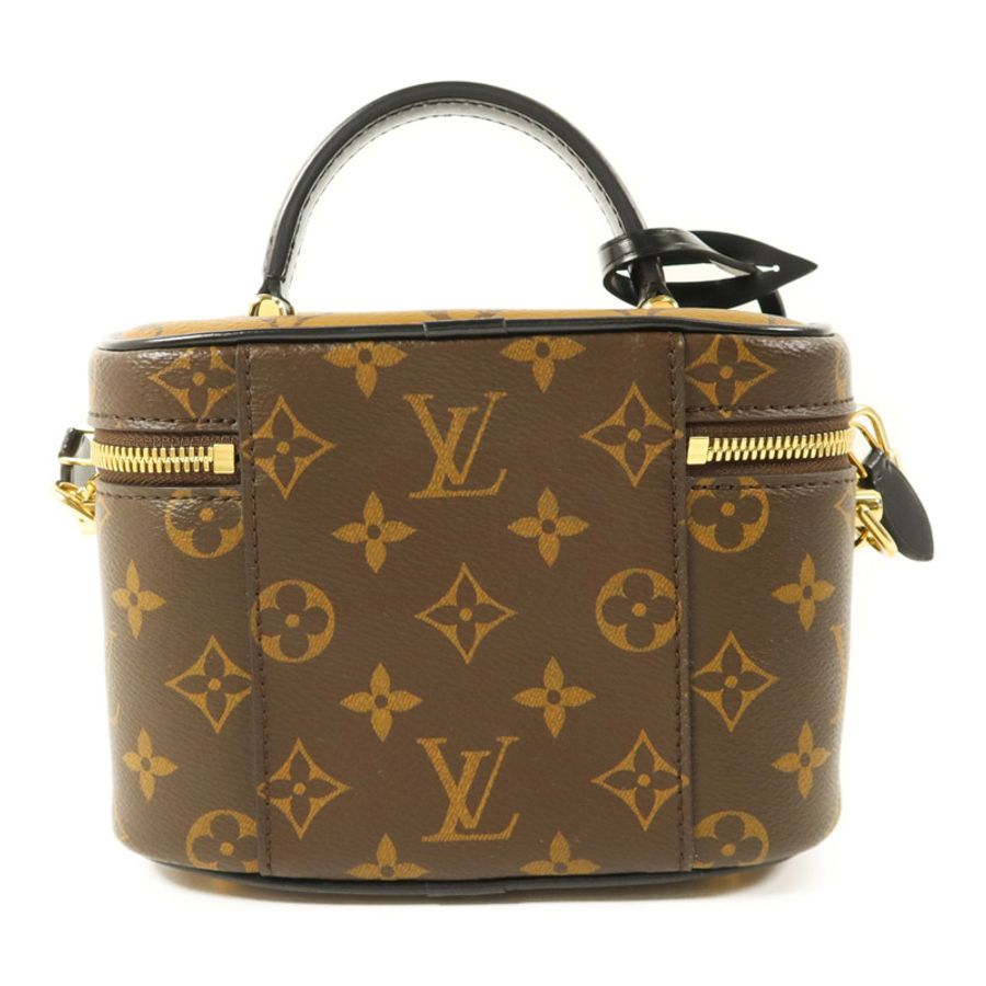 LOUIS VUITTON Monogram Reverse Vanity PM金扣手挽肩背兩用袋棕色-1