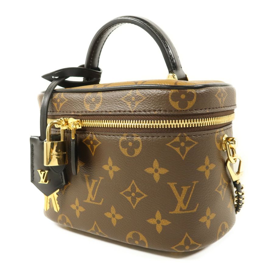 LOUIS VUITTON Monogram Reverse Vanity PM金扣手挽肩背兩用袋棕色-2