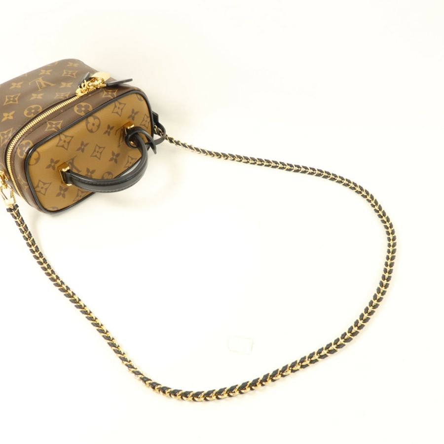 LOUIS VUITTON Monogram Reverse Vanity PM金扣手挽肩背兩用袋棕色-7