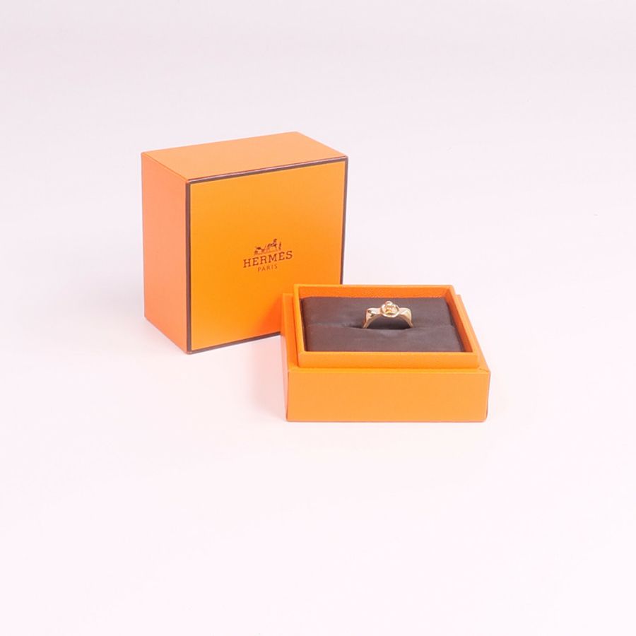 HERMES 18K玫瑰金Collier de chien Ring戒指US#5.75-9