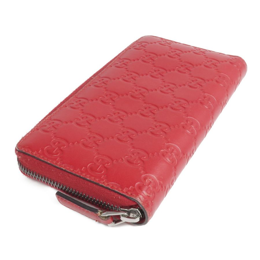 GUCCI 牛皮皮革Zipper Long Wallet銀扣長錢包-3