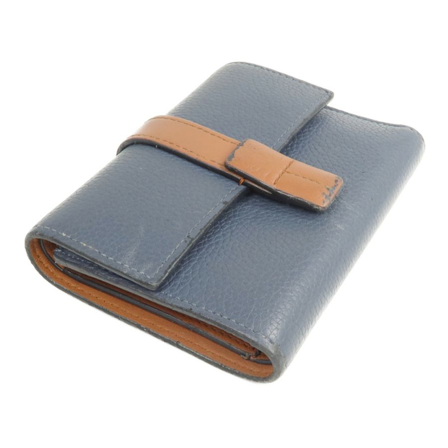 LOEWE 牛皮皮革Wallet銀扣錢包-3