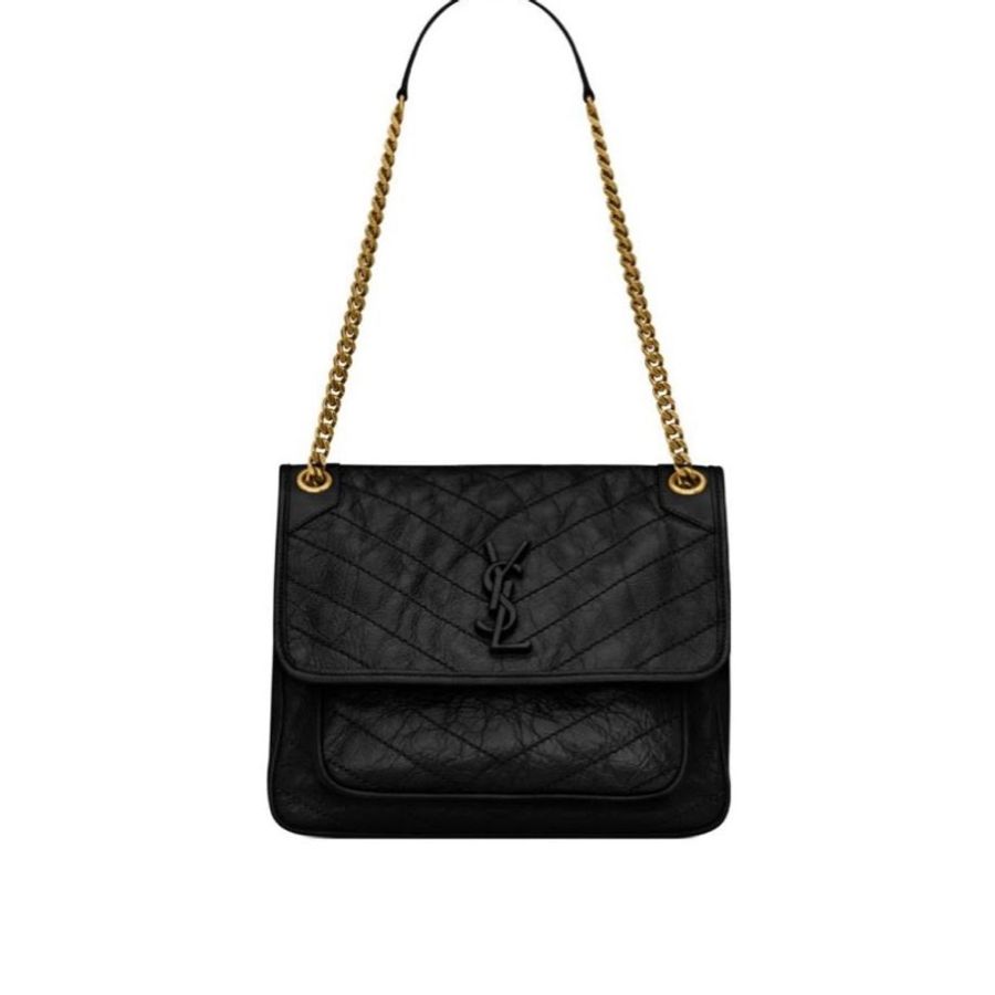 Saint Laurent 女士 NIKI褶皺復古皮革中號鏈條包均碼碼中號、28cm*8.5cm*20cm-0