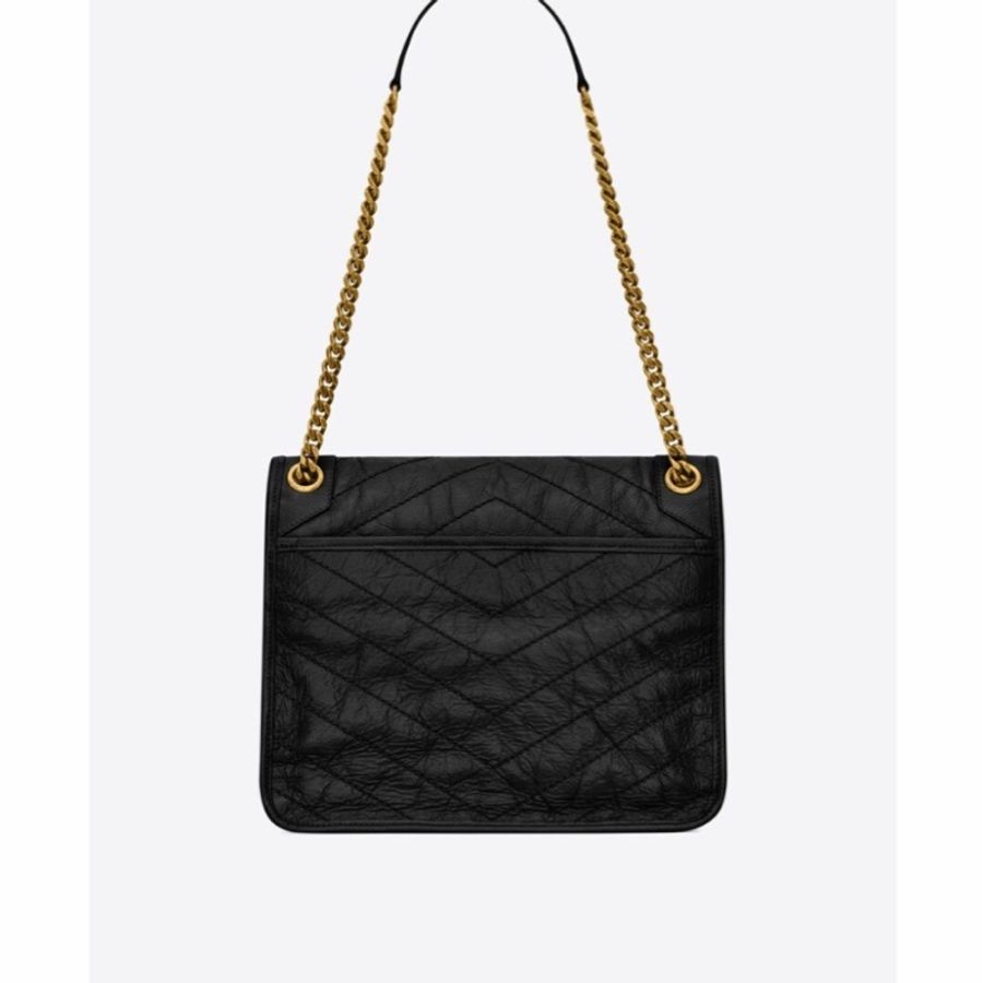 Saint Laurent 女士 NIKI褶皺復古皮革中號鏈條包均碼碼中號、28cm*8.5cm*20cm-1