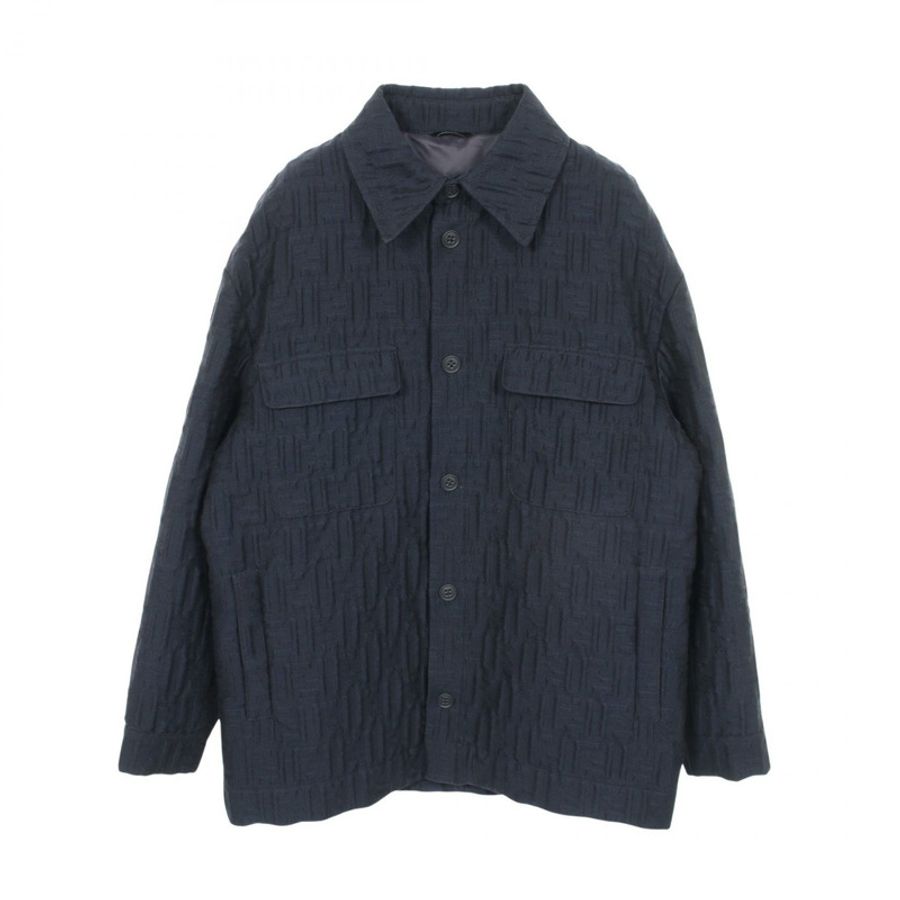 FENDI FF壓花襯衫外套 其他外套 FW1286AQMO 羊毛 尼龍 棉/聚酯纖維 海軍藍 二手 男款-0