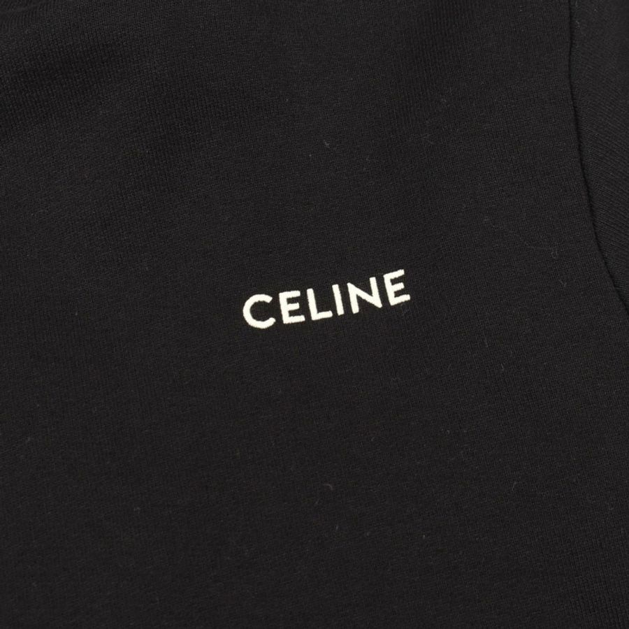 CELINE 標誌刺繡拉鍊連帽衫 其他外套 棉 黑色 二手 男士-8