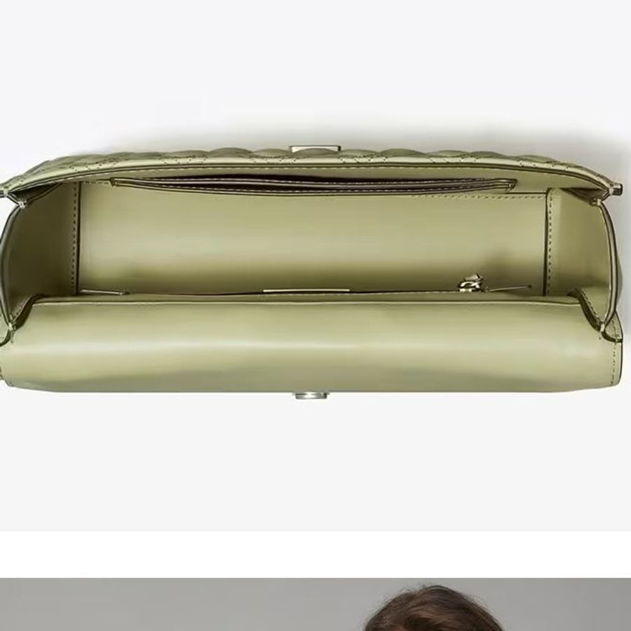 【TORY BURCH】菱格絎縫皮革鏈帶包-草綠-2