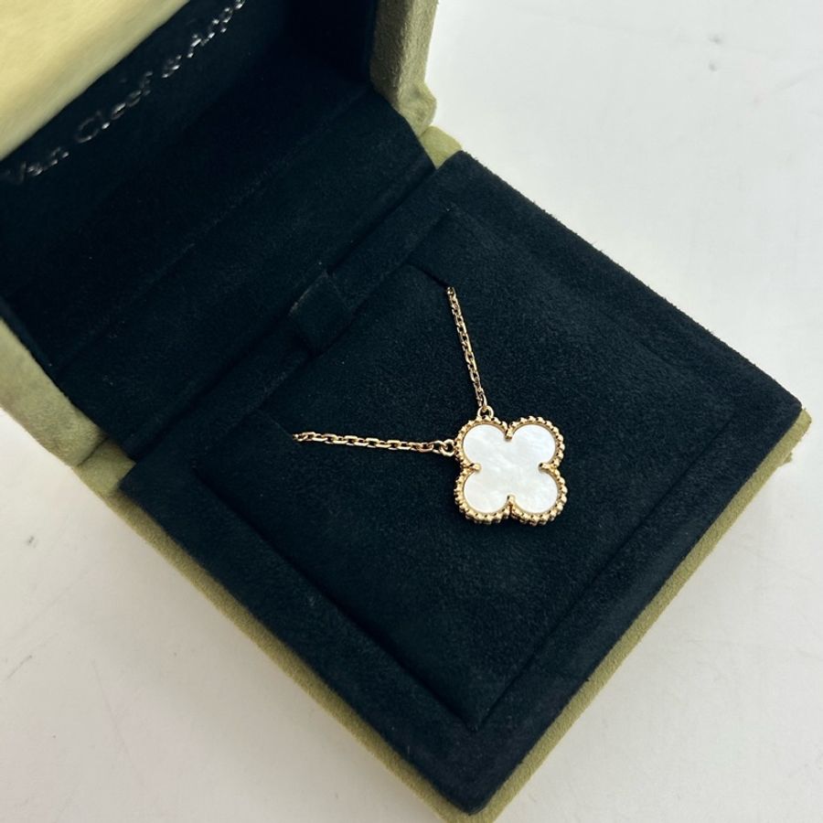 新扣梵克雅寶白五花項鍊/Van Cleef & Arpels Vintage Alhambra吊墜-1