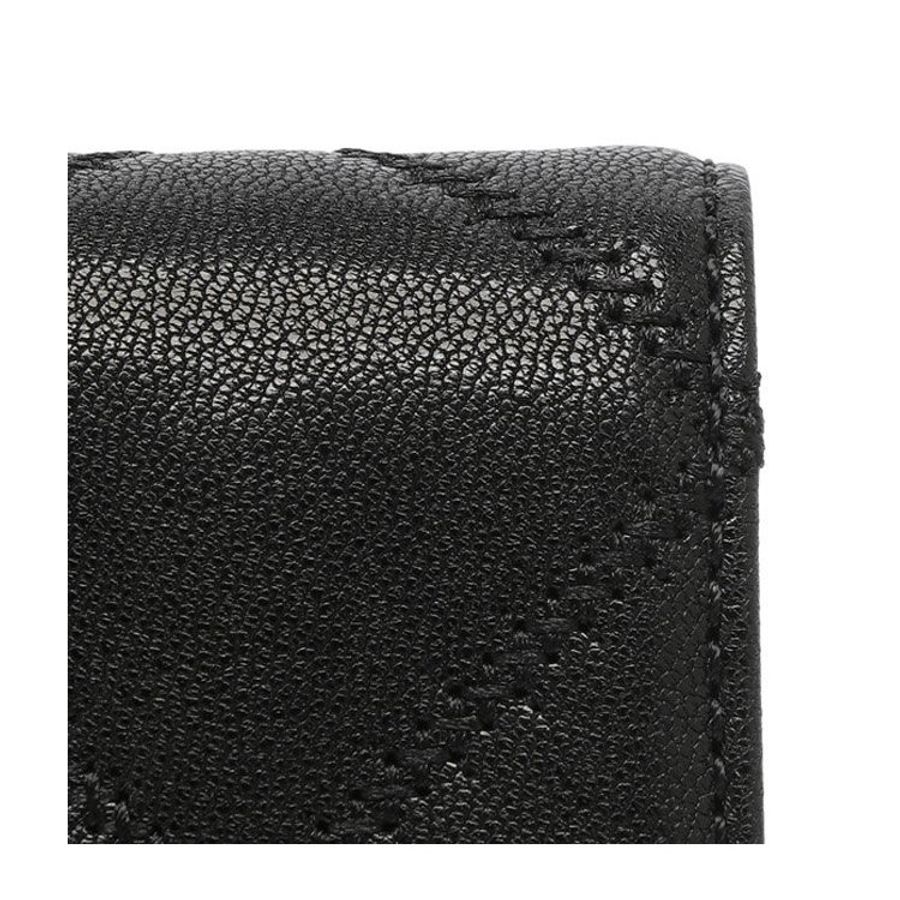 【TORY BURCH】高質感真皮菱格紋翻蓋零錢包-黑-5
