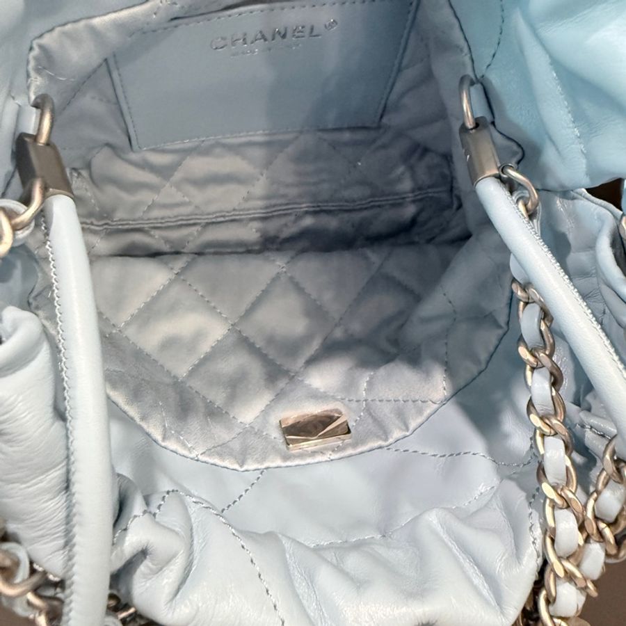 CHANEL✨22bag mini垃圾袋Hobo 購物袋 水藍/寶寶藍-21