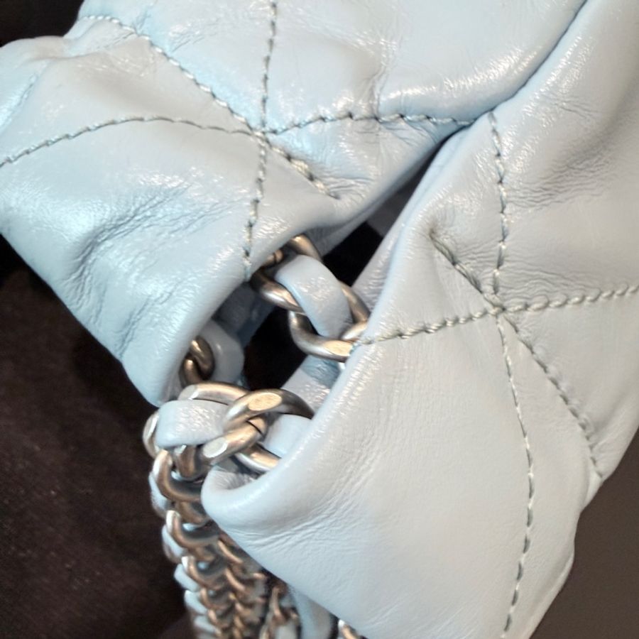 CHANEL✨22bag mini垃圾袋Hobo 購物袋 水藍/寶寶藍-27