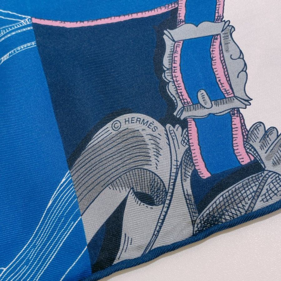 TW4772 Hermes 愛馬仕 maxi twilly 絲巾L'instruction du Roy Bayadere Silk Muffler Blue X Multi Colour-9
