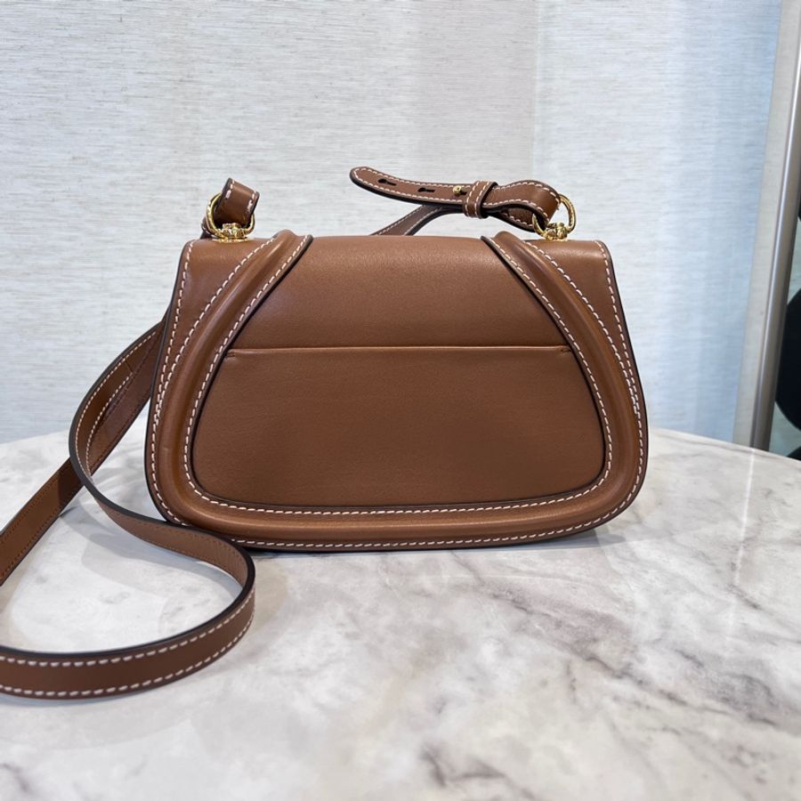 Gucci 棕色牛皮Blondie小號金釦下蓋磁釦肩斜背包-1