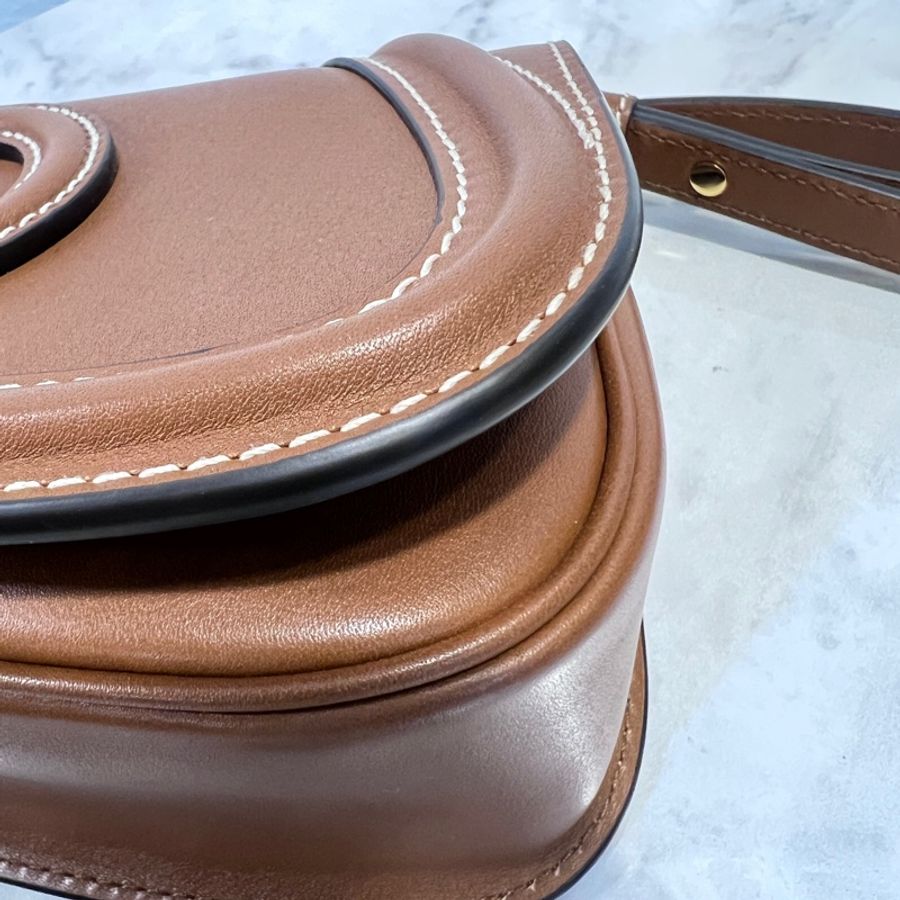 Gucci 棕色牛皮Blondie小號金釦下蓋磁釦肩斜背包-7