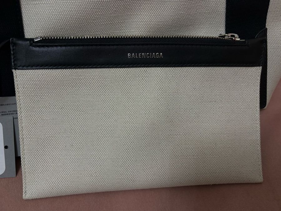 Balenciaga Navy Cabas S 黑白 帆布托特包 附子包 吊牌完整-19