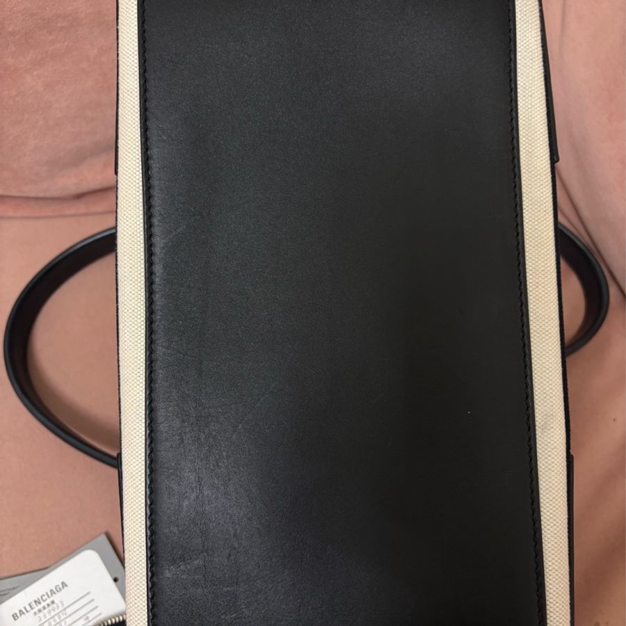 Balenciaga Navy Cabas S 黑白 帆布托特包 附子包 吊牌完整-2
