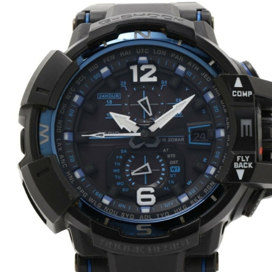 卡西歐 G-SHOCK MASTER OF G AIR GRAVITYMASTER GWA1100FC1AJF 黑色樹脂男士模擬手錶-0