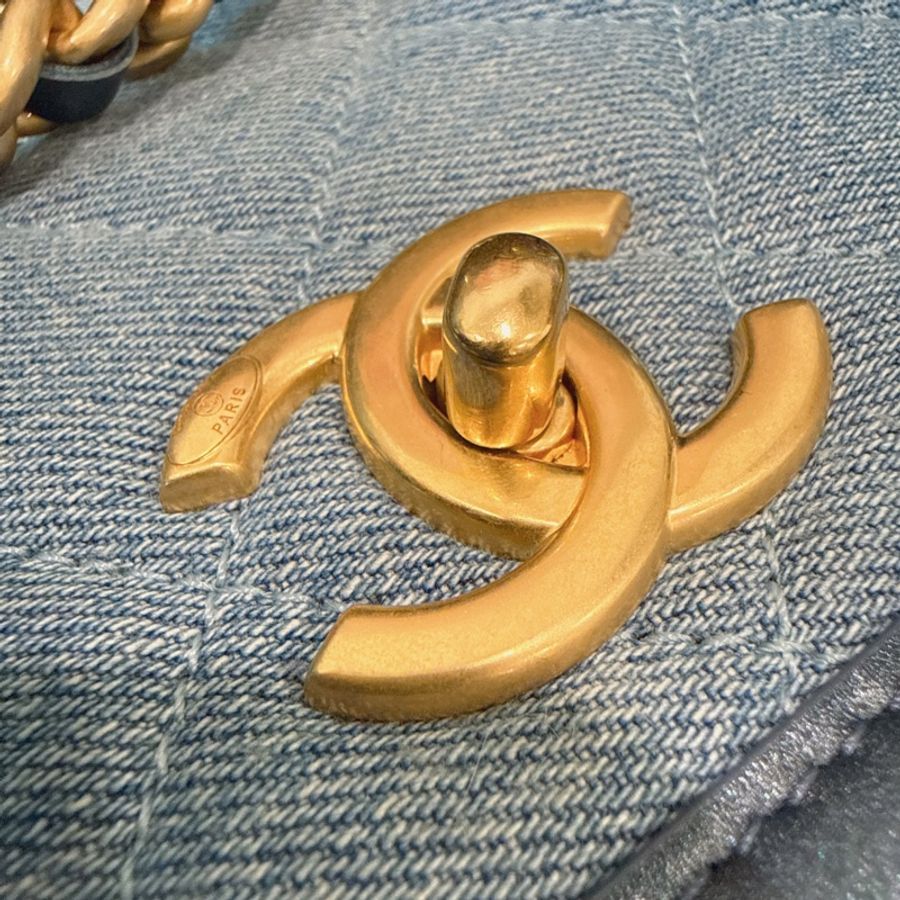 近全新🍀Chanel✨2024s牛仔丹寧郵差包馬鞍包 台灣購證-8
