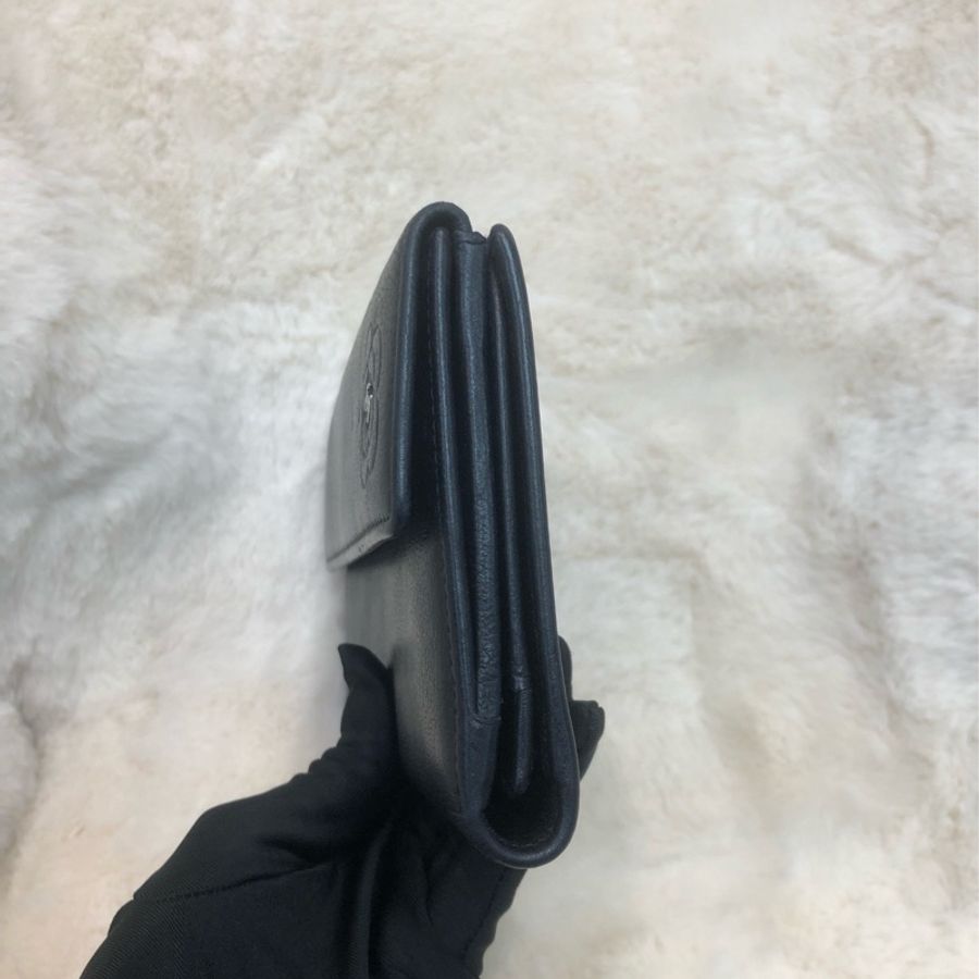Chanel 山茶花黑色長銀包 XB822-2