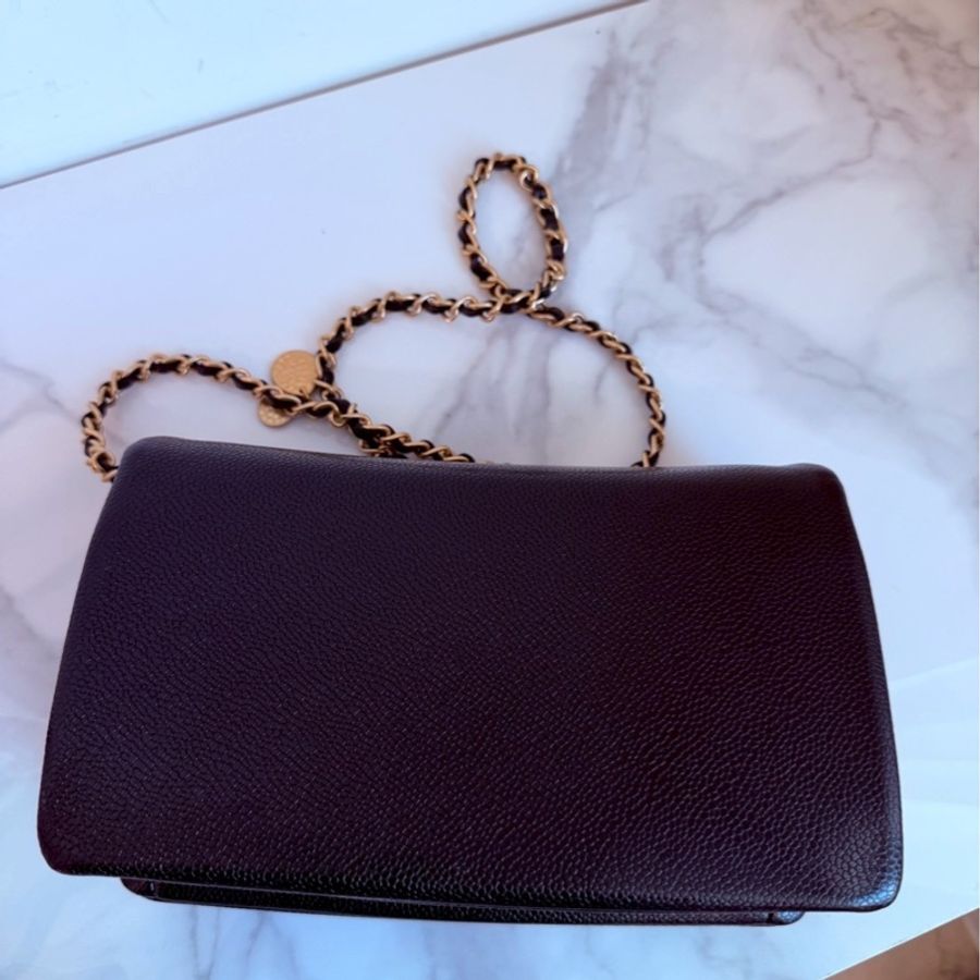 Chanel✨2024K復古金幣皮穿鏈條黑金荔枝皮金幣CF23 中號 晶片款-10