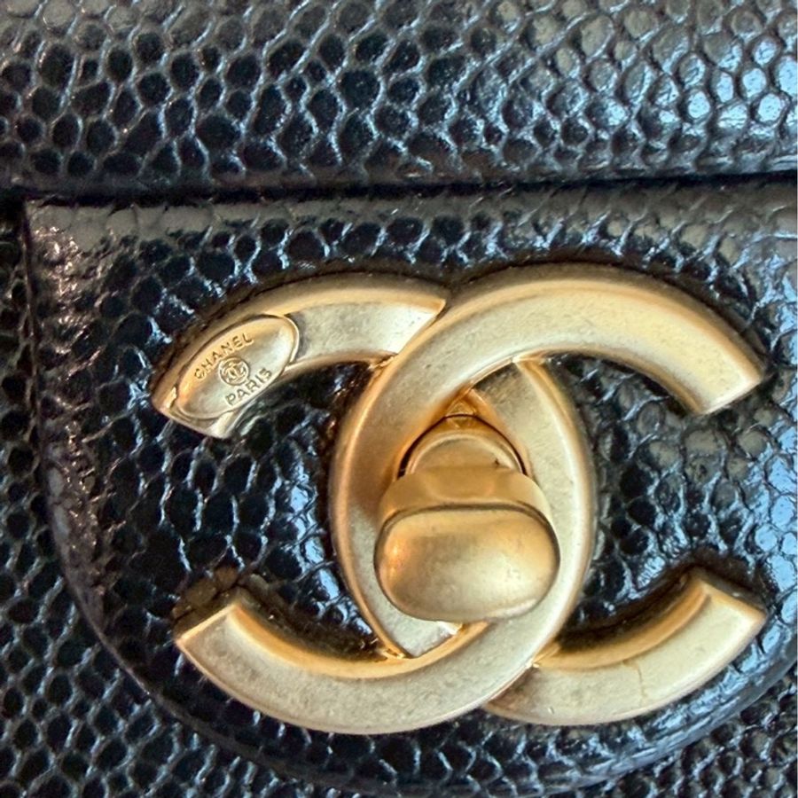 Chanel✨2024K復古金幣皮穿鏈條黑金荔枝皮金幣CF23 中號 晶片款-25