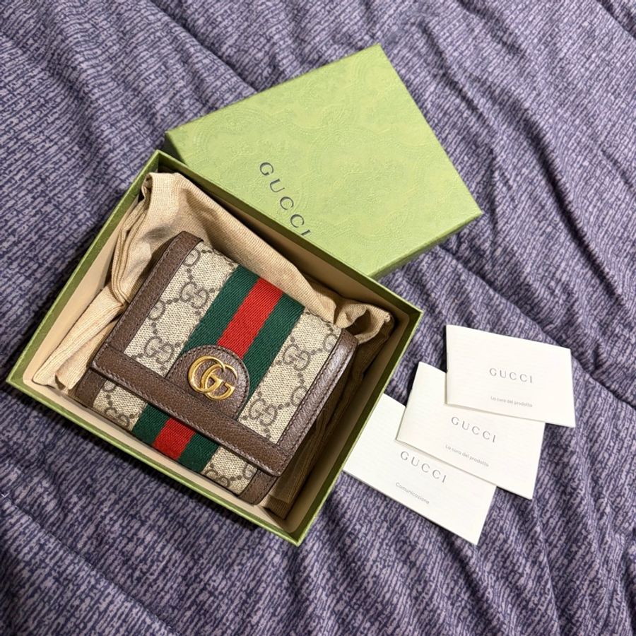 GUCCI 經典 Ophidia GG系列短夾 598662 兩折短夾 經典款 有零錢拉鍊層-0