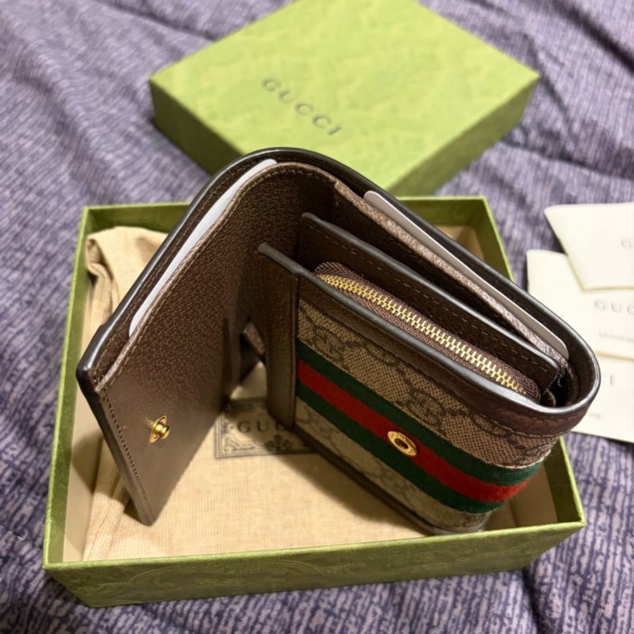 GUCCI 經典 Ophidia GG系列短夾 598662 兩折短夾 經典款 有零錢拉鍊層-9