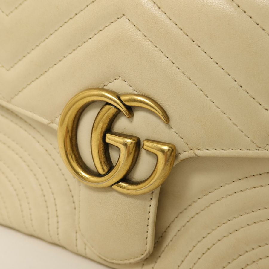 GUCCI 牛皮皮革GG Marmont金扣鏈帶手挽肩背兩用袋-9