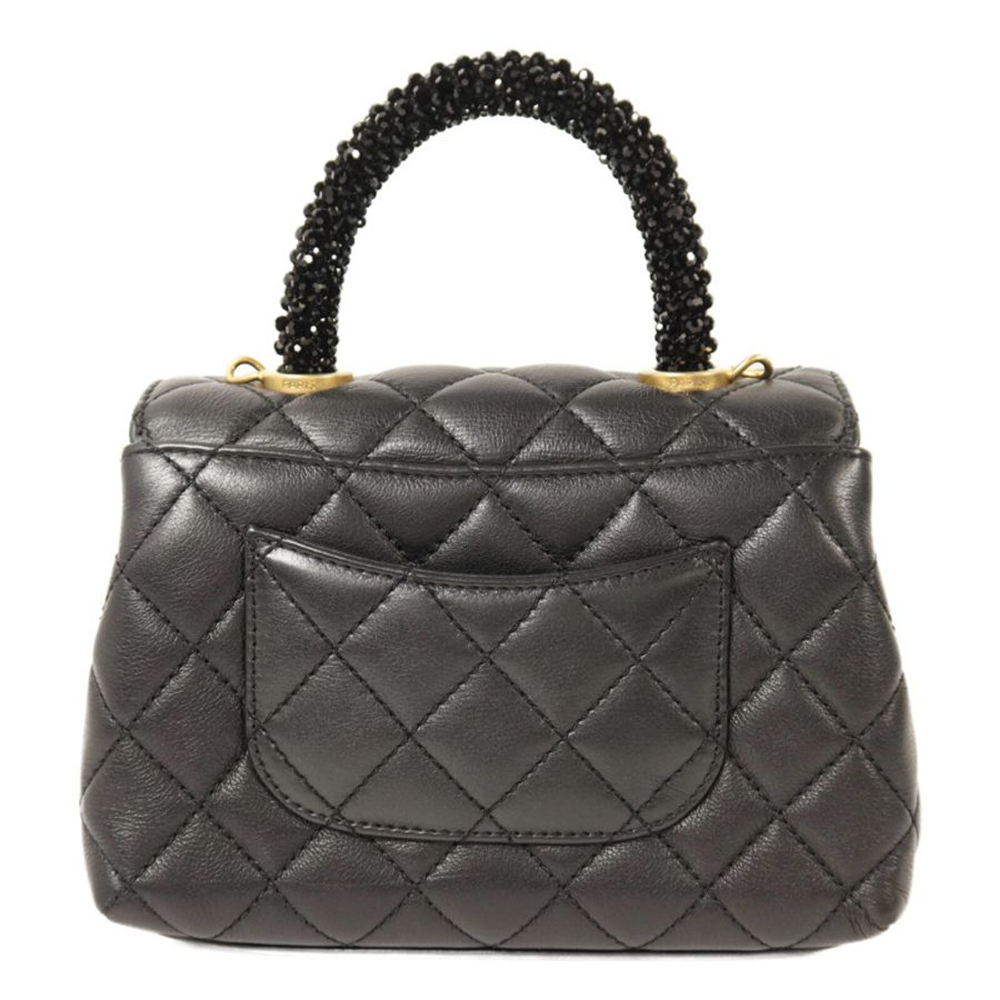 CHANEL 牛皮皮革Coco Handle Mini金扣鏈帶手挽肩背兩用袋-1