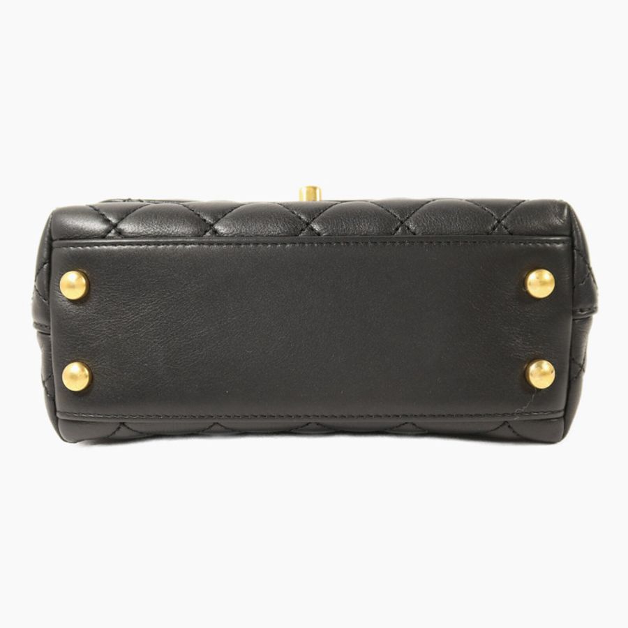 CHANEL 牛皮皮革Coco Handle Mini金扣鏈帶手挽肩背兩用袋-3