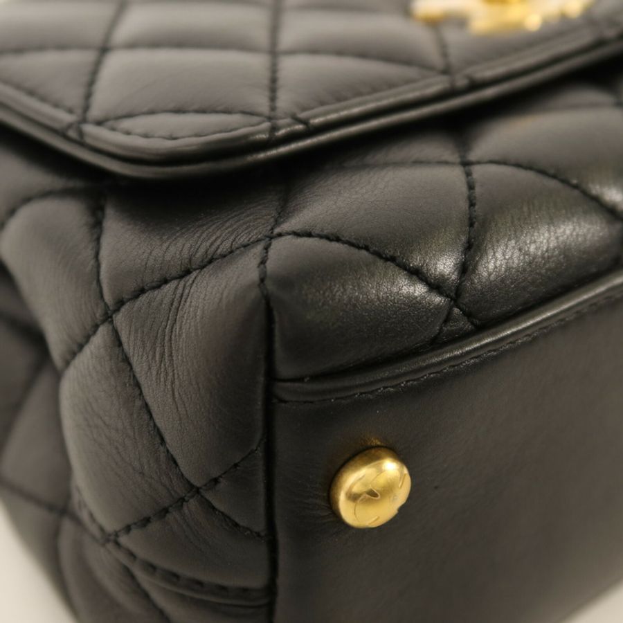 CHANEL 牛皮皮革Coco Handle Mini金扣鏈帶手挽肩背兩用袋-10