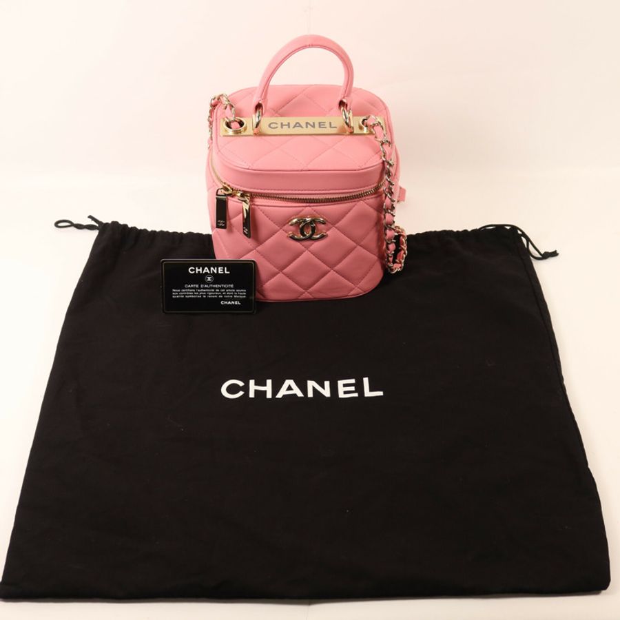 CHANEL 羊皮皮革Trendy CC Vantiy Case金扣鏈帶手挽肩背兩用袋-9