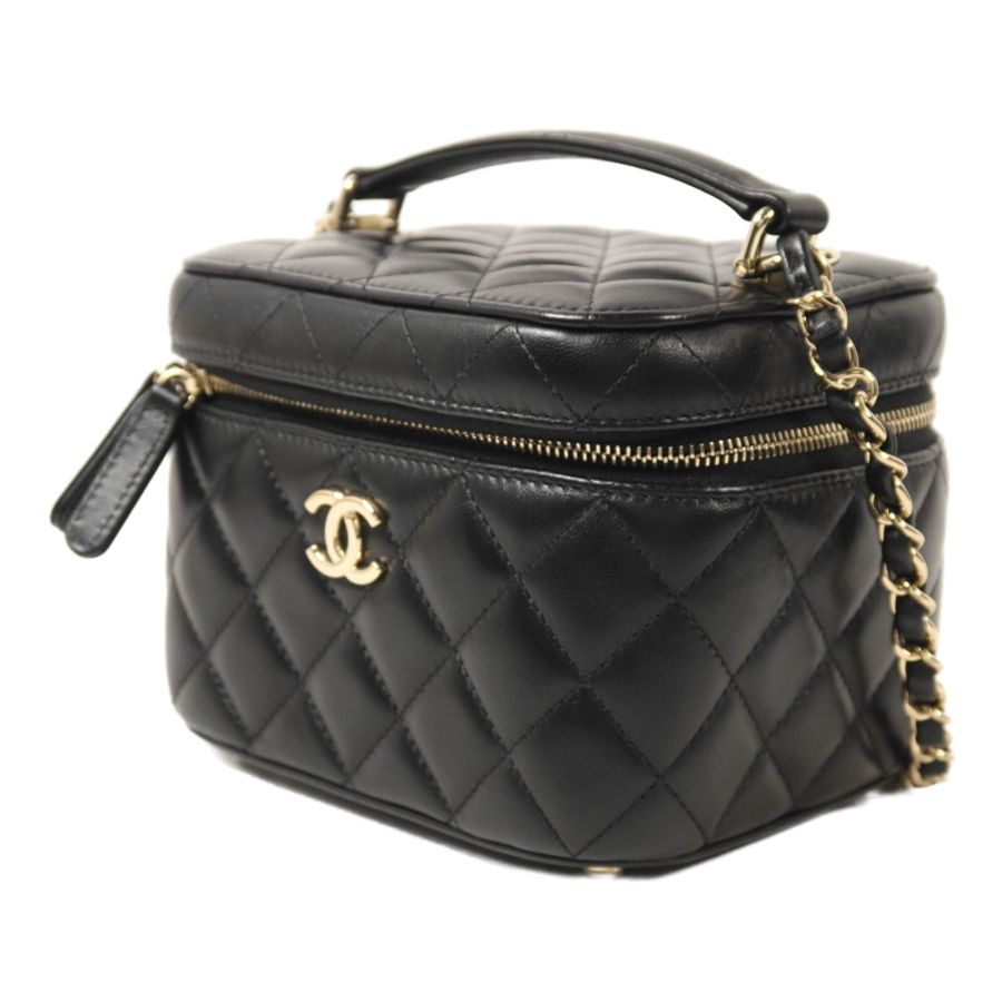 CHANEL 羊皮皮革Vanity Case金扣鏈帶手挽肩背兩用袋-2