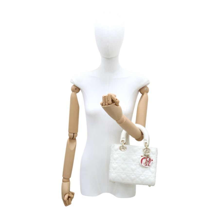 Lady Dior Small 兩用包 情人節限定 米白色 羊皮【Dior 迪奧 】 M0538ONGH-10